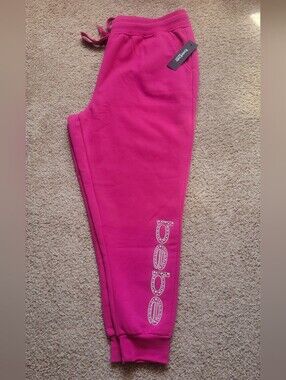 Bebe Womens Hot Pink Logo Jogger Sweatpants Sz3X